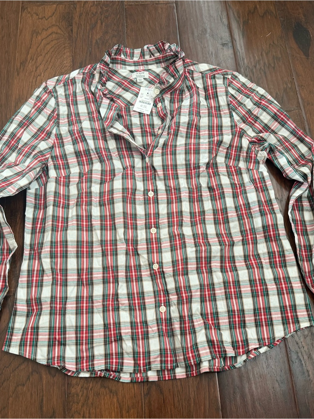 J Crew Factory Ruffleneck Button Up Top NWT - Picture 3 of 4
